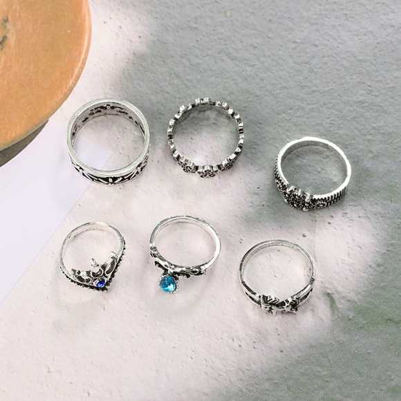 **DEBORAH* 13-Pc Silver x Blue Fashion Ring Set - Picture 5 of 8